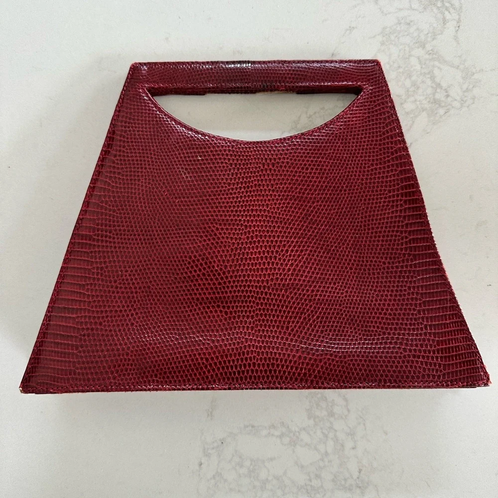 Siso made In Italy Handbag Purse Red snakeskin Leather VINTAGE great condition
